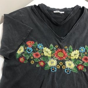 Zara Embroidered T Shirt